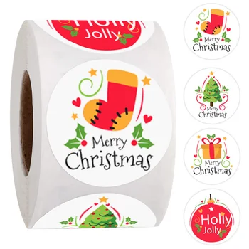 100-500vnt Linksmų kalėdinių lipdukų 4 dizainai Šventinis dekoravimas Rankų darbo dovanų sandarinimo etiketė Pyragų dekoro kepimas 