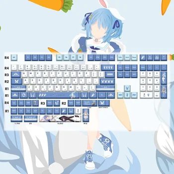 130 Keys/Set Usada Pekora Key Cap Hololive Vtuber Anime Key Cover PBT DYE Cherry MX Switch Key Cap for Mechanical Keyboard