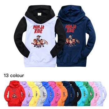2-16Y Nauji berniukų mergaičių marškinėliai su gobtuvu NINJA KIDZ Kids Casual Sweatershirt Child Fashion Clothes Medvilninis gimtadienio mergaičių kostiumas