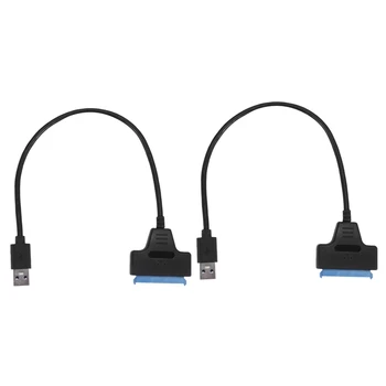 2X USB 3.0 iki 2.5 colio SATA standžiojo disko adapterio kabelis SDD SATA į USB 3.0 keitiklis-juodas