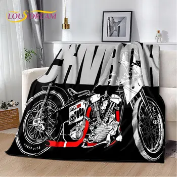 3D Retro vintažinis motociklas JAV minkšta pliušinė antklodė, flanelinė antklodė mesti antklodę svetainei miegamojo užvalkalas lovos sofa piknikas