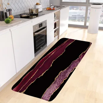 Abstraktus marmurinis virtuvės kilimėlis Auksinės linijos Juodos fuksijos tekstūros raštas Modernus miegamojo kilimas Namų dekoras Neslidus kilimas Vonios kilimėlis
