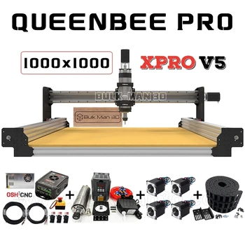 Bulk-Man 3D Silver 1000x1000 QueenBee PRO CNC Full Kit with xPRO V5 GRBL Control System CNC Wood Router Wood Working Machine