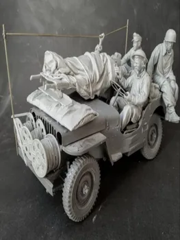 Dervos kareivis 1/16 Greitosios pagalbos ekipažai Italijoje (4 paveikslai) Modelis Unasambled Nedažytos figūrėlės konstravimo rinkinys