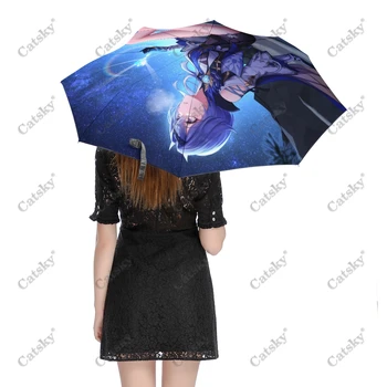 Eula Lawrence Skėtis Lietaus moterys Automatinis skėtis Trys sulankstomos apsaugos nuo saulės skėtis Vyriški nešiojami skėčiai