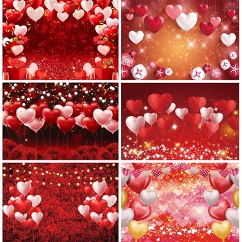 Fonas Valentino dienos meilės balionų širdžių raštas Vasario 14 d. Foto fono fotografija Raudonosios rožės vakarėlio dekoracijos Reklamjuostė