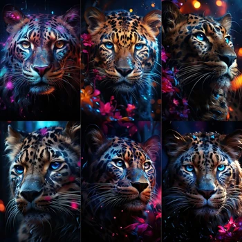 Gyvūnų animacinių filmų deimantų tapyba Nauja 2023 m. Švytintis tigras Pilnas kalnų krištolo mozaikos siuvinėjimo kryžminio dygsnio rinkinys Namų dekoro dovana 5D 