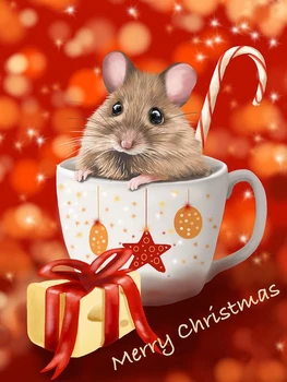 JMINE Div 5D Rat Mouse puodelis linksmas Kalėdų pilnas deimantas Tapybos kryžiaus dygsnio rinkiniai menas Gyvūnų 3D dažai deimantais