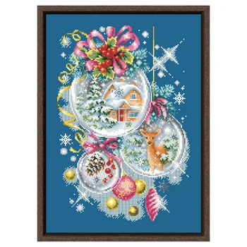 Kalėdinių pasakų kryžminio dygsnio rinkinys žiemos dizaino medvilniniai šilko siūlai 18ct 14ct 11ct džinsinio audinio mėlynos drobės siuvinėjimas 