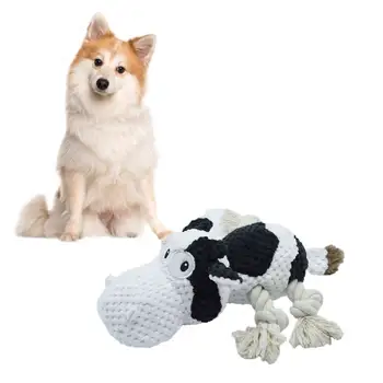 Karvės šuns žaislas Patvarus karvės pliušinis šuo Žaislas su garsu dantims šlifuoti Mokomieji naminių gyvūnėlių reikmenys įkandimui atsparus linksmas pliušinis šuo