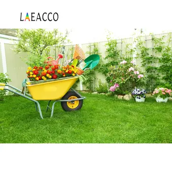 Laeacco Žaliasis pavasario ratas Barrow sodo įrankiai Žolės gėlė Vaizdinga nuotrauka Fonas Fotografijos fonas Fotosesija