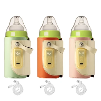 Maitinimo buteliuko šildytuvas USB įkrovimo šildymo rankovė Pienas šiltesnis 5 Reguliuojama temperatūra Izoliuotas Pieno šildymo krepšys
