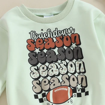 Mažylis Baby Fall džemperis Futbolo laiškas Spausdinti ilgomis rankovėmis Apvaliu kaklu Megztiniai Laisvos viršūnės Rudens žieminė apranga
