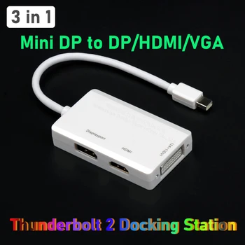 Mini DP į HDMI VGA DVI Thunderbolt 2 nešiojamųjų kompiuterių priedų prijungimo stotis MacBook Air Lenovo ThinkPad Microsoft Surface Pro