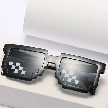 Mozaikos akiniai nuo saulės vyrams Moterys Pixel Black Retro Gamer Robotas Akiniai nuo saulės Cool Party Vintage Shades Akiniai