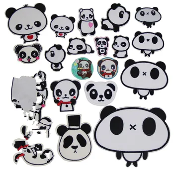 Naujas atvykimas 10 vnt Panda Siuvinėtas gyvūnų animacinis filmas Pleistrai lygintuvas ant animacinio filmo Motyvas drabužių kepurės krepšys Aplikacijos siuvinėjimo aksesuaras