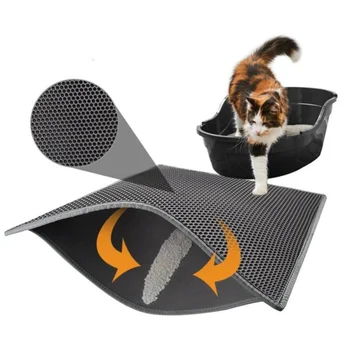 Neperšlampamas kačių kraiko kilimėlis dvigubo sluoksnio EVA naminių kačių kraiko dėžutės kilimėlis neslidus smėlio šuo katė plaunama lova kilimėlis naminių gyvūnėlių švarus padėklas