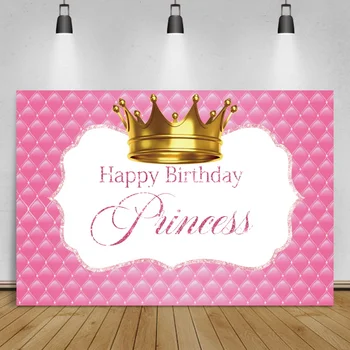 Princesė Su gimtadieniu Aukso vainiko pavadinimas Pasirinktinis nuotraukų fonas Kūdikio dušas Rožinė galvūgalio tekstūra Fotografija Fono reklamjuostė