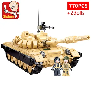 Sluban 770PCS ARMY T-72B3 Dual Variable Main Battle Tank MBT Bricks Vehicle Weapon Creative Building Blocks Lavinamasis žaislas vaikams