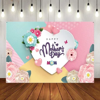 Su Motinos diena Rožinė Violetinė Gėlių fonas Vakarėlio dekoracijos Rožiniai žiedlapiai Auksinės meilės širdys Fotografija Fono reklamjuostė