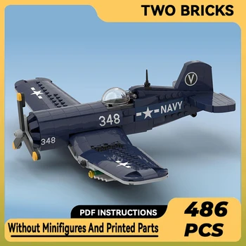 Technical Moc Bricks Military Model F4U Corsair Fighter Modular Building Blocks Gifts Žaislai vaikams 
