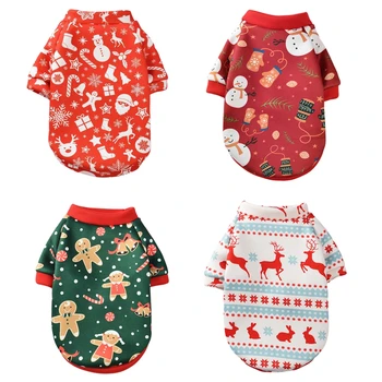 Šuniukų megztiniai Naminių gyvūnėlių drabužiai Kalėdiniai šventiniai megztiniai su gobtuvu Šunų džemperis Šilta vilna Naujiesiems metams Čihuahua maži šunys Katės
