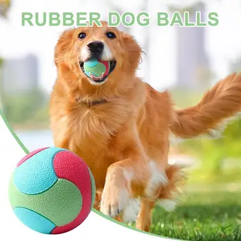 Šuo Guminis kamuolys Spalvingas dresūros Šunų žaislinis kamuolys Lankstus interaktyvus kramtymo paėmimas Žaisti Šunų žaislas Minkštas Bouncy Girgždantis Šunų žaidimo kamuolys