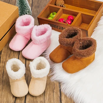 Žieminiai sniego batai kūdikiams Jaukūs pūkuoti neslystantys padai Kūdikių berniukai Mergaitės Šiltas pūkas Pirmosios vaikštynės Baby Boy Girl Batai
