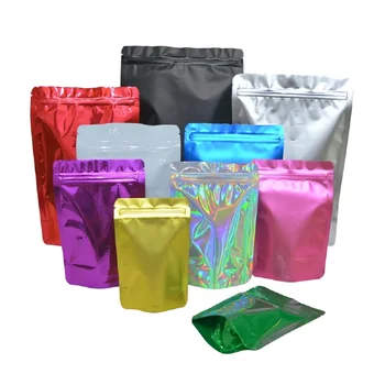 100vnt Matinis/blizgus spalvingas stand up užtrauktukas aliuminio folijos maišeliai maisto saugykla Mylar maišelis pagal užsakymą atspausdinti užtrauktuko maišeliai