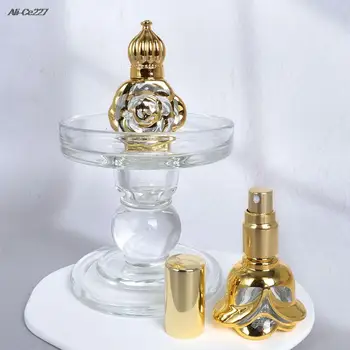 10ml prabangaus stiliaus auksinio daugkartinio užpildymo rožių kvepalų buteliuko stiklinis ritininis eterinio aliejaus buteliukas tuščias kosmetikos mėginio indas