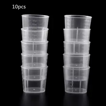 10vnt 1,05 oz skaidrūs plastikiniai matavimo puodeliai epoksidinės dervos dėmių dažų maišymui