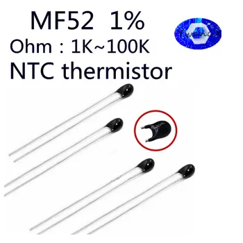 10vnt 7 1K 2K 3K 4.7K 5K 10K 20K 47K 50K 100K 1% 3950B 1/2/3/4 NTC termistoriaus šiluminis rezistorius MF52 NTC-MF52AT /K Ohm R