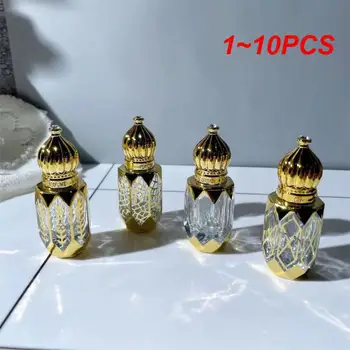 1~10PCS 6ml prabangaus stiliaus auksiniai daugkartinio užpildymo kvepalų buteliukai Stiklinis ritininis eterinio aliejaus buteliukas Tuščias kosmetikos mėginio testas