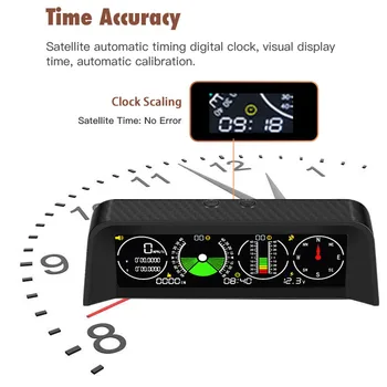 1× X90 automobilių skaitmeninis GPS spidometras HUD MPH KM/h inklinometras 170×68×60mm automatinis elektroninis galvos apdangalo ekranas