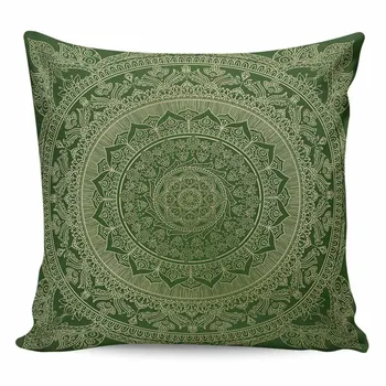2/4PCS Neperšlampamas pagalvės užvalkalas Bohemijos senovinė mandala gėlė Žalias kvadratas Mesti pagalvės užvalkalas Namų dekoravimas Sofos pagalvėlės užvalkalas