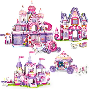 2024 Princesės saldainių pilies statybiniai blokai Klasikinės filmo figūrėlės Vežimėlis Surinktas modelis Kaladėlės Žaislai Draugas Mergaitės serijos dovana