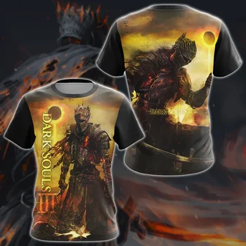 2024 Summer Hot New Dark Souls Žaidimas 3D Spausdinti Vyriški marškinėliai Berniukai plius dydžio Atsipalaidavę patogūs kvėpuojantys madingi laisvalaikio marškiniai