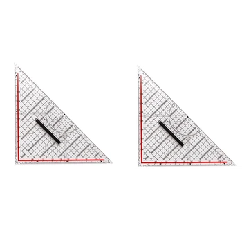 2Pcs 30CM piešimo trikampio liniuotė daugiafunkcis brėžinys Dizaino liniuotė su rankena Protraktoriaus matavimo liniuotė Raštinės reikmenys