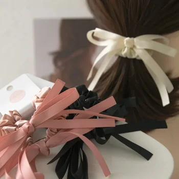 2vnt/set Korėjietiška peteliškė plaukų kilpa Vasaros elegantiškas kaspino audinys Elastingas Scrunchie galvos apdangalas Žavesys Plaukų aksesuarai moterims