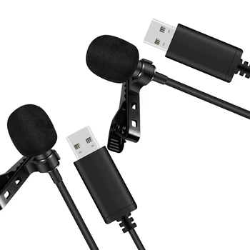 2X Universalus USB mikrofonas Lavalier mikrofono prisegamas kompiuterio mikrofono kištukas ir atkūrimas Įvairiakryptis mikrofonas