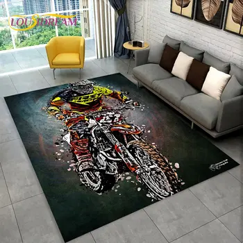 3D motociklų lenktynių zonos kilimėlis didelis, kiliminis kilimėlis namams Svetainė miegamasis sofa durų kilimėlis dekoravimas, vaikų žaidimas neslidus grindų kilimėlis