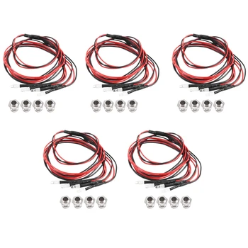 4 Šviesos diodai 3Mm RC LED žibintų rinkinys 1/10 RC automobilinis vikšrinis RC modelis dreifuojantis automobilio priekinis žibintas galinis žibintas, baltas ir raudonas lengva naudoti