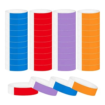 400 vienetų popierinės apyrankės Vienkartinės šviesios spalvos atpažinimas Riešo juostos Neoninės lipnios rankų juostos 4 spalvos
