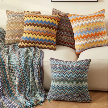 45cm*45cm Megztos pagalvėlės užvalkalas Minkštas Boho oranžinės žalios spalvos pagalvės užvalkalas namų dekoravimui Svetainė Lova
