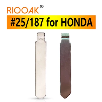 5vnt Nepjaustytas peilis #25 #187 HON66 Pakaitinis metalinis tuščias automobilio raktas Honda Civic Accord CR-V XR-V City HRV Venzel Jade