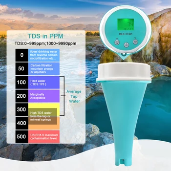 6 in1 Vandens kokybės detektorius PH EC TDS ORP temperatūra Chloro daugiafunkcis vandens testeris APP nuotolinio vaizdo vandens kokybės matuoklis