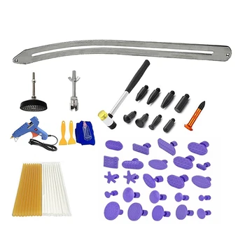 66pcs/set Car Paintless Dent Removal Kit, Auto-Fender Damage Repair Arc Crowbar Puller-Lift Rods Tools EU Plug