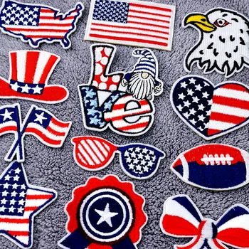 Amerikos vėliavos pleistrai Audinys siuvinėta Aplikacija Siuvimo drabužiai Drabužių dekoravimo pleistras Lygintuvas ant lipdukų Žemėlapis LVOE