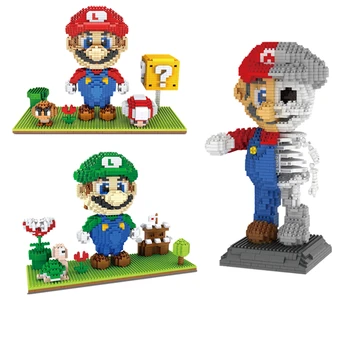 Animacinis filmas Super Mario Bros statybiniai blokai Mikro blokai Mario tipo blokai Anime figūrėlės Kolekciniai žaislai Modelis Kalėdų dovana