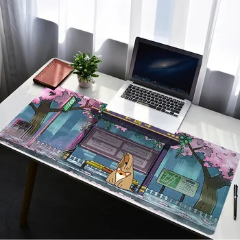 Anime Kawaii Big Mouse Pad PC Gaming HD Doggie Corgi Cute Desk Mat Laptop Office Rubber Soft Mousemat Kompiuterinis žaidimas Minkštas kilimas